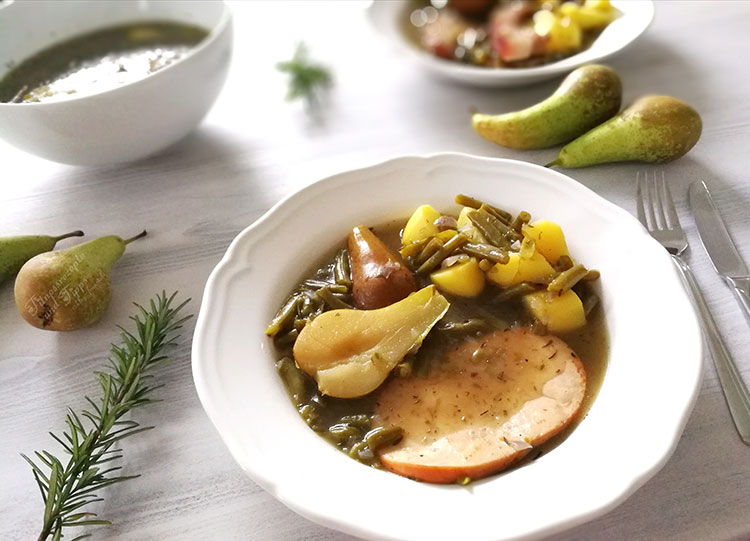 Bohnen, Birnen &amp; Hähnchenkassler / Speck (ohne Fleisch vegan ...